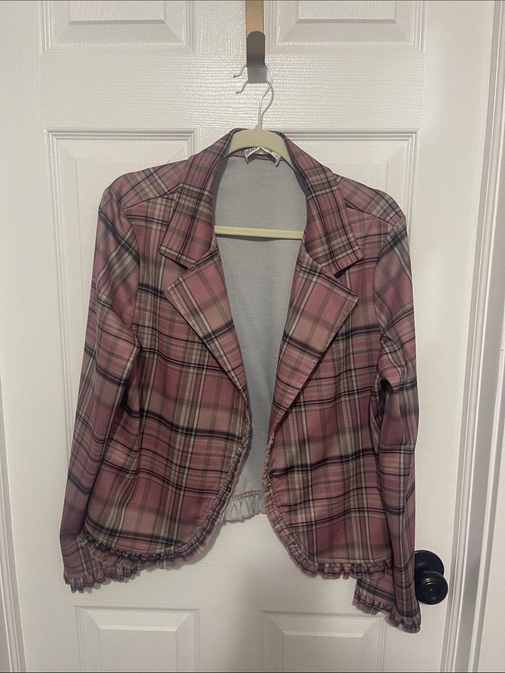 Grace Karin Pink Plaid Open-Front Blazer